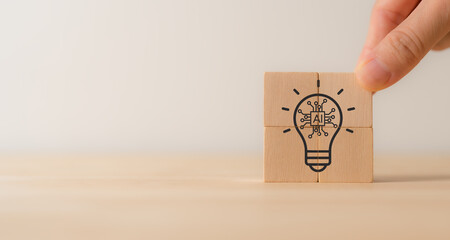 Using AI to generate business ideas. Artificial intelligence tool help business to identify potential opportunities for new products or services, creative ideas or content. AI adoption for business.