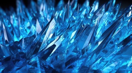 blue triangular abstract background in ice crystal made with Generative AI