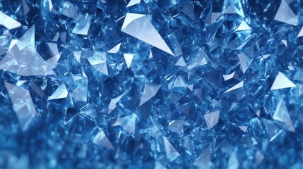 blue triangular abstract background in ice crystal made with Generative AI