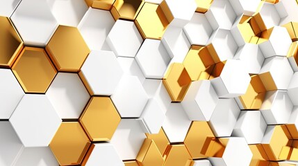 golden Geometric hexagon line or Bee hive modern design made with Generative AI