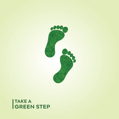Green Steps, Eco living, Ecology, Nature, Foot steps, Greenery Vector Design Template