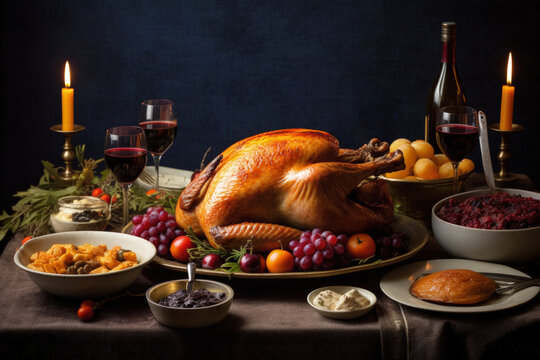 opulent roast turkey dinner for thanksgiving or christmas