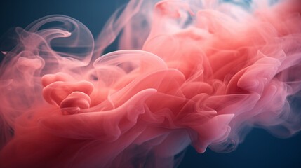Fototapeta premium Coral smoke, delicately floating against a contrasting backdrop, Generative AI