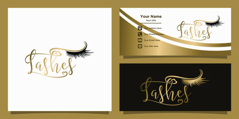 eye lashes logo design with elegant concept and id card