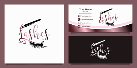 eye lashes logo design with elegant concept and id card