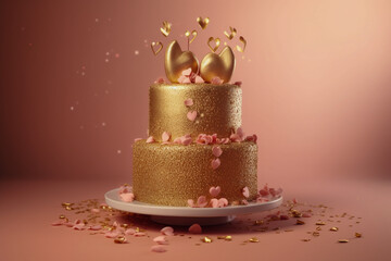 Birthday cake, super photo realistic background. Generative ai illustration
