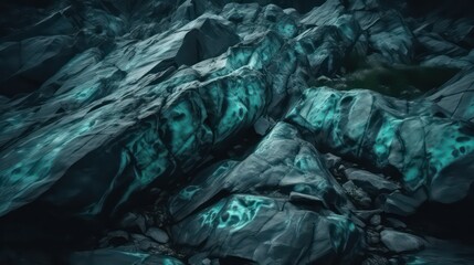 Blue green stone background. Abstract turquoise wallpaper background Generative AI.