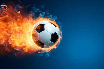 Naklejka premium Soccer ball fire. Generate Ai