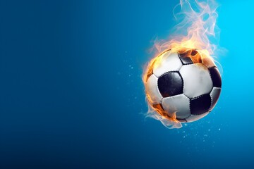 Fototapeta premium Soccer ball fire. Generate Ai