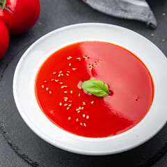gazpacho tomato cold soup meal food snack on the table copy space food background rustic top view 