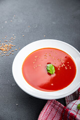 gazpacho tomato cold soup meal food snack on the table copy space food background rustic top view 