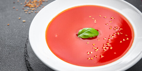 gazpacho tomato cold soup meal food snack on the table copy space food background rustic top view 