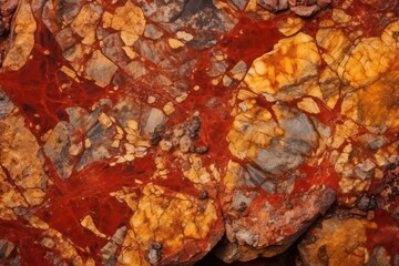 Bright red brown stone background. Golden rock texture wallpaper background.Generative AI.