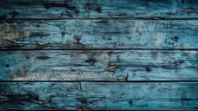 Blue grunge background. Wood texture background. Old painted wallpaper background. Generative AI.