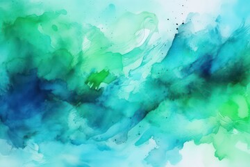 Fototapeta na wymiar Hand drawn watercolor background. Blue green abstract art watercolour,watercolor wallpaper background. Generative AI.