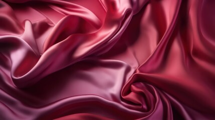 Red purple silk satin background. Shiny fabric with wavy flow wallpaper background. Generative AI.