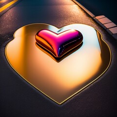 golden heart on black background