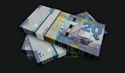 Kuwait Dinar money banknotes pack 3d illustration