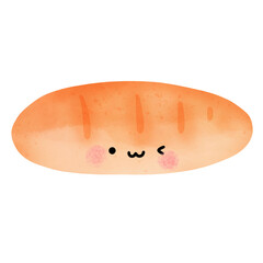 Cute bread watercolor illustration for bakery shop