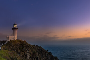 Fototapeta na wymiar Byron Bay Lighthouse during Sunrise National Park, New South Wales, Australia.