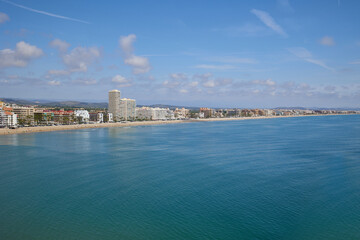 View of the beach from a height of Peniscola Castle.