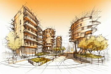 Eco city sketch. Generate Ai