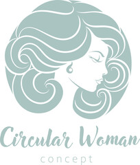 A woman circle profile face hair salon hairdresser spa beauty or similar concept
