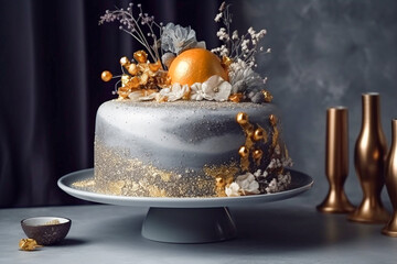 Birthday cake, super photo realistic background. Generative ai illustration