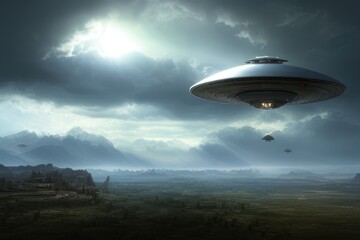 ufo flying over the sky, generative ai