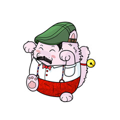 lucky cat cartoon graphics barber shop design.