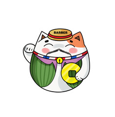 lucky cat cartoon graphics barber shop design.