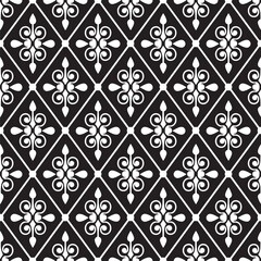 black and white seamless pattern Islamic, vintage floral background for design ceramic, chinaware, pottery, earthenware, mosaic, texture, indigo, textile, batik, tiled, arabesque wallpaper, vector