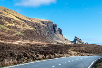 Beautiful panorama view of Quiraing, Scotland, Isle of Skye
