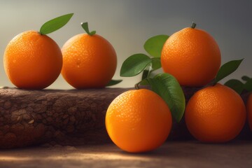 tangerines on a grey background, generative ai
