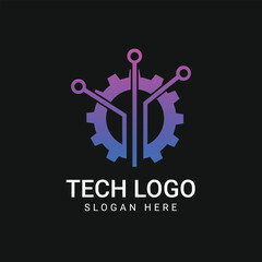 Tech logo with Gear icon design vector template