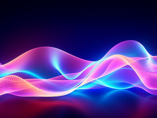 Blue pink glow waves, in the style of dotted, 3d space, abstract blue lights, streamlined design, rhythmic lines, lens flare, stockphoto, backlight, no text on the picture