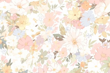 Floral background. Abstract leaf and flowers design on a dark background. Pale colors. Generative AI