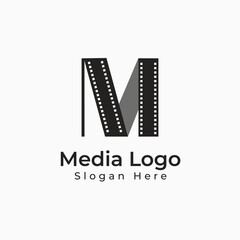 Fototapeta na wymiar Media logo and M letter logo design vector template
