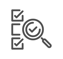 Inspection related icon outline and linear vector.