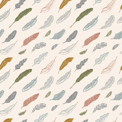 Seamless vector texture from colored feathers