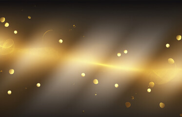 Black luxury background with golden line elements and light ray effect decoration and bokeh