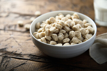Healthy bran in a white bowl