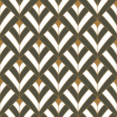 Gold and olive green Art Deco pattern. Luxury geometric design.