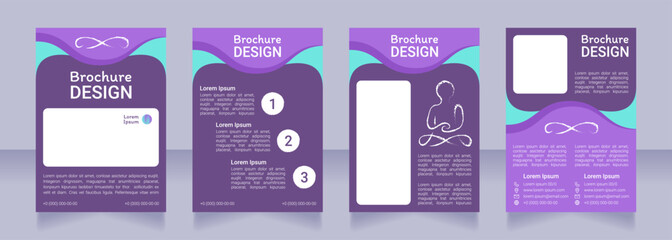 Harmony from meditation dark blank brochure design. Template set with copy space for text. Premade corporate reports collection. Editable 4 paper pages. Roboto Light, Medium, Itim Regular fonts used