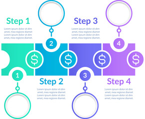 Paying bills on time infographic chart design template. Abstract infochart with copy space. Instructional graphics with 4 step sequence. Visual data presentation. Lato, Arial fonts used © bsd studio