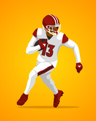 Fototapeta na wymiar American football character flat design. Vector illustration. Cartoon male character isolated on gradations background. 