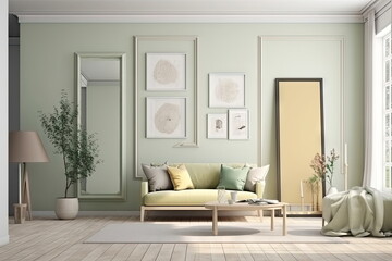 Frame mockup with room interior