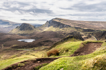 Beautiful panorama view of Quiraing, Scotland, Isle of Skye