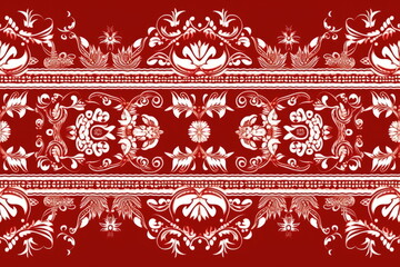 template thai pattern for seamless background, red and white color
