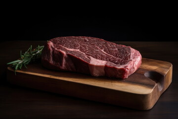 Beef steak on a wooden chopping board